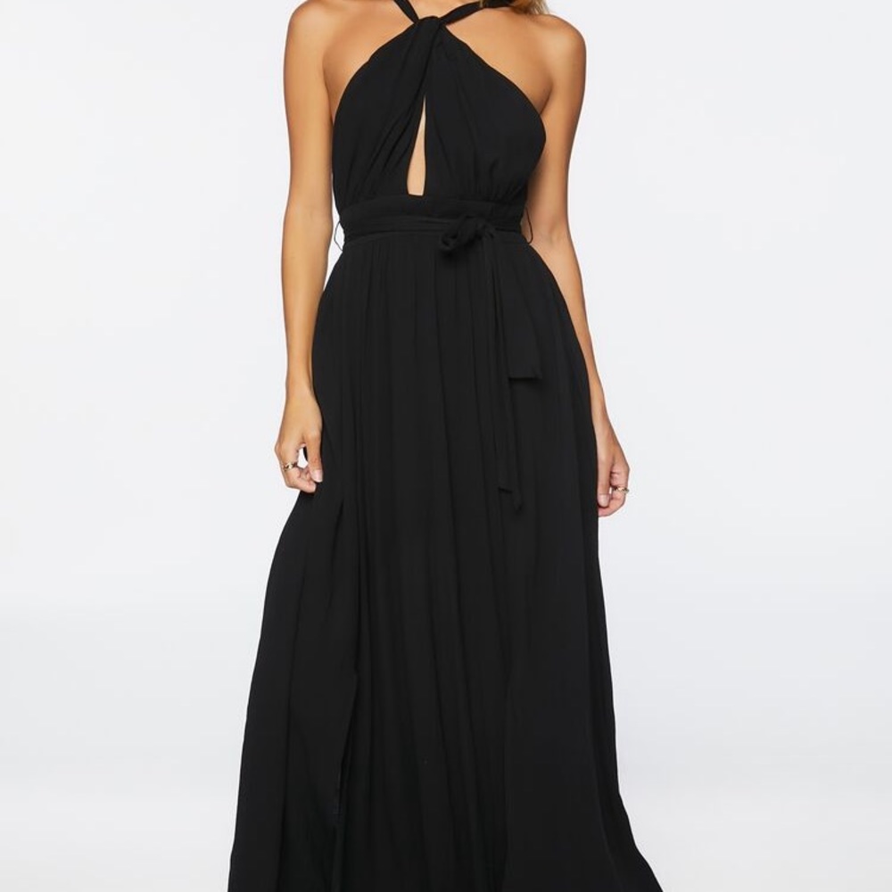Belted cutout maxi dress